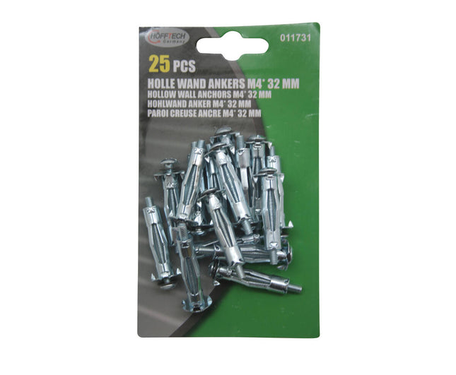 Hollewand Ankers M4x32 mm, Set van 25 voor Gipsplaat Bevestiging