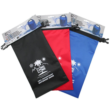 Wasserdichte Tasche 2L - Schwarz/Rot/Blau, Ideal für Outdoor-Abenteuer