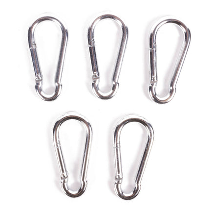 Karabinerhaken-Set 5 Stück 8x80 mm zum Aufhängen von Werkzeugen.