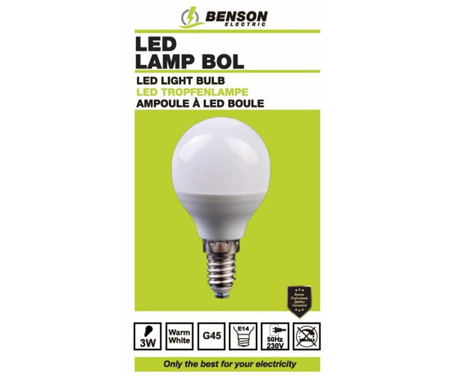 LED Lamp G45 3W E14 - 250 Lumen, Warm Wit Licht, 25.000 Uur Levensduur