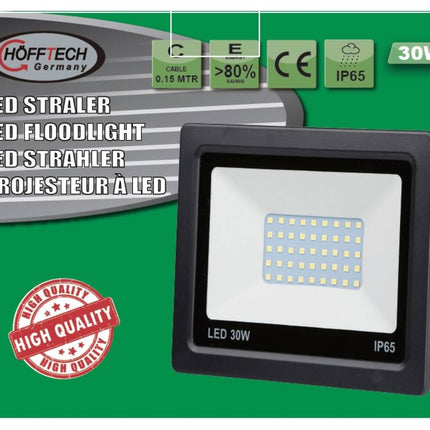 LED Straler Flat 30W SMD IP65 - Ideaal voor Tuinen en Werkplaatsen