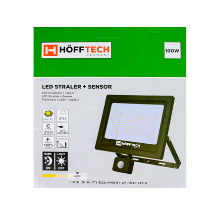 LED Straler 100W SMD, IP44, Sensor, 7600lm, 6000K, voor Tuinverlichting