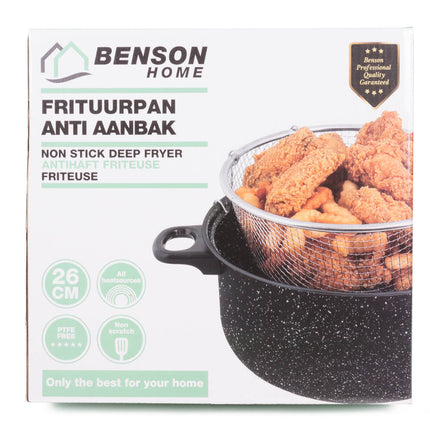 Frituurpan 26 cm Marble Non-Stick, Gas/Elektra/Keramisch, 220°C