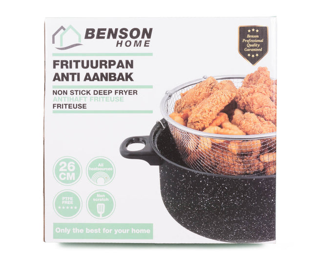 Frituurpan 26 cm Marble Non-Stick, Gas/Elektra/Keramisch, 220°C