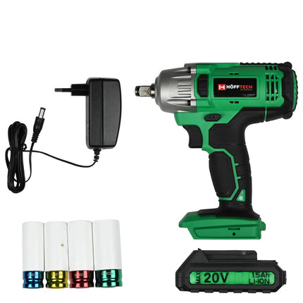 Accu Slagmoersleutel 20V, 380Nm, LED, 4 Doppen voor Autowielen