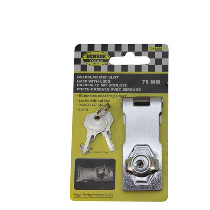 Overslag met Slot 75mm, Incl. 2 Sleutels & 6 Schroeven voor Deuren