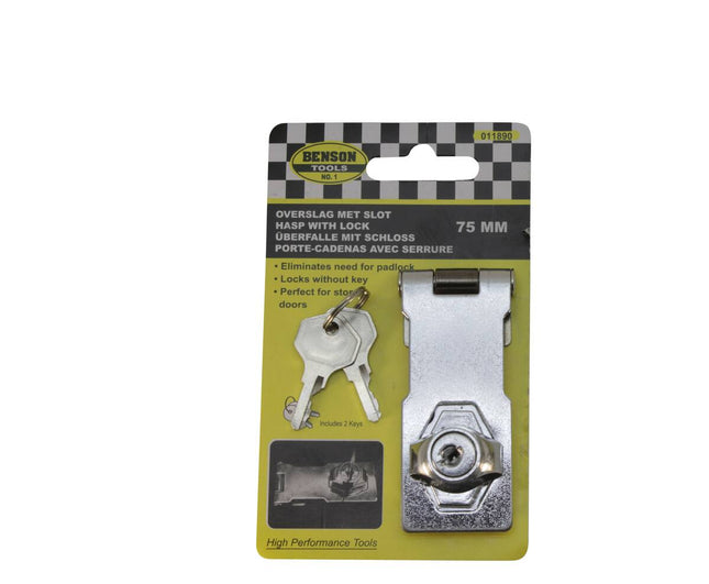 Overslag met Slot 75mm, Incl. 2 Sleutels & 6 Schroeven voor Deuren