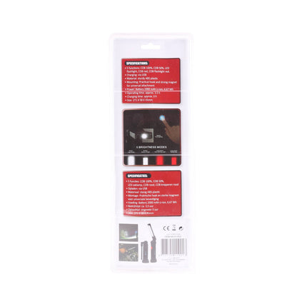 LED Lamp 3W COB SMD, Oplaadbaar, 2000mAh, 271x58x35mm, Flexibele Magneet