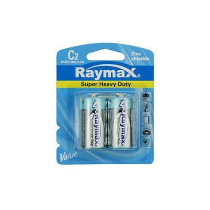 Raymax C/R14P Zink Batterij 2-pack, 1.5V voor zaklampen en speelgoed.