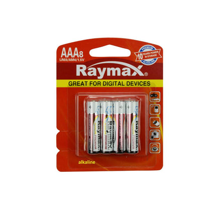 Raymax AAA 8-pak Alkaline Batterijen voor Speelgoed & Afstandsbedieningen