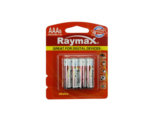 Raymax AAA 8-pak Alkaline Batterijen voor Speelgoed & Afstandsbedieningen