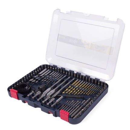 Boor en Bitset 100 dlg: 14x HSS, 12x hout, 9x steen, 52 bits, koffer.