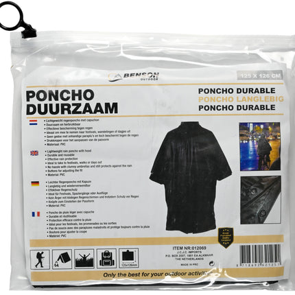 Poncho duurzaam zwart – Materiaal PVC, Lichtgewicht