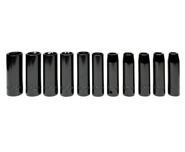 Slagmoerdoppenset 1/2" 10-24 mm Cr-V Staal met Opbergkoffer