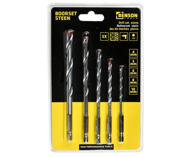 5-delige Steenboorset 4-10mm voor Precisie Boren in Steen