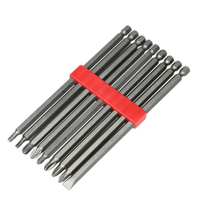 10-teiliges Bit-Set 150 mm, Torx, PH, PZ für schwer zugängliche Stellen.
