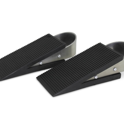 Set van 2 Rubberen Deurstopwiggen met RVS Beugel, 13x5x3 cm
