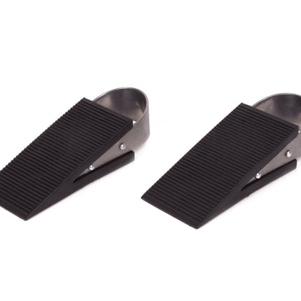 Set van 2 Rubberen Deurstopwiggen met RVS Beugel, 13x5x3 cm