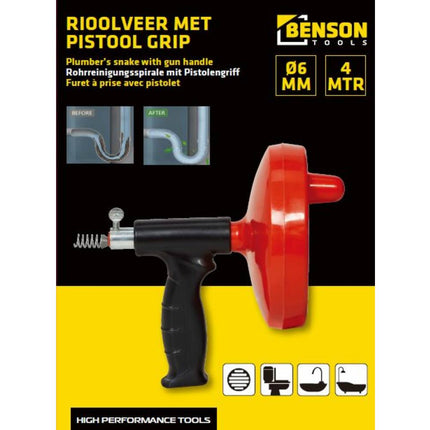 Rioolveer Pistool Grip 4m, Ø6mm – Verhelpt Verstopte Afvoerleidingen