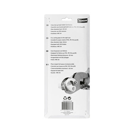 Pijpensnijder 6-42 mm, Snijdt PVC/PP/PU/PE Buizen, Max. Ø42mm