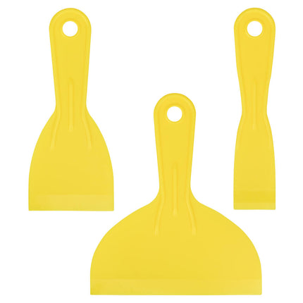 Kunststof Plamuurmessenset 3 dlg: 38mm, 75mm, 150mm; egaliseren oppervlakken