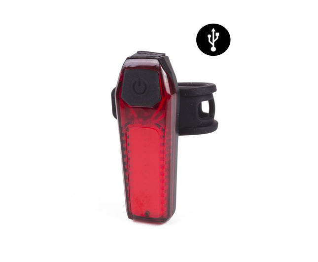 COB LED Fietslamp Rood, USB Oplaadbaar, 80 Lumen, 3 Lichtstanden