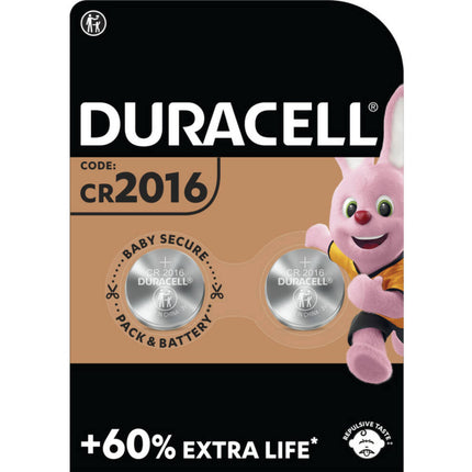 Duracell Lithium DL 2016 Batterijen 3V - Ideaal voor Horloges 2 Stuks