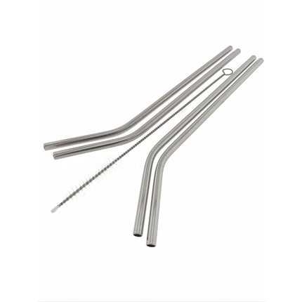 RVS Gebogen Rietjes, 4 stuks + Borstel, 21.5 cm, Vaatwasserbestendig