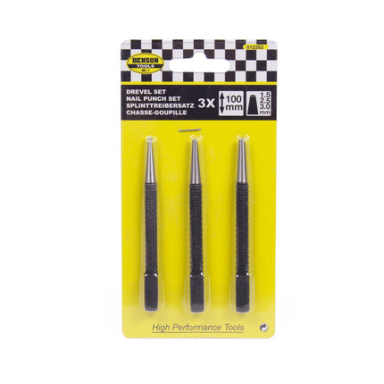 Durchschlag-Set 3-tlg., 100 mm, rutschfest, für präzises Nagelversenken.