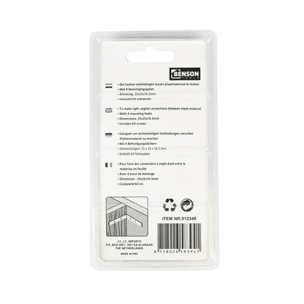 Stoelhoek 16 dlg 25x25x14.5mm, ideaal voor meubelverbindingen