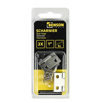 RVS Scharnier 1" 2 dlg met Schroeven - Ideaal voor Deuren & Kasten