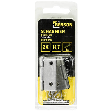 RVS Scharnier 1.5" 2 dlg met schroeven voor deuren & kasten