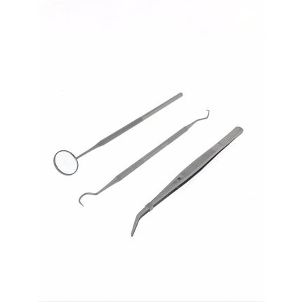 Inspectieset RVS 3 dlg: spiegel 160mm, pincet 150mm, haak 170mm