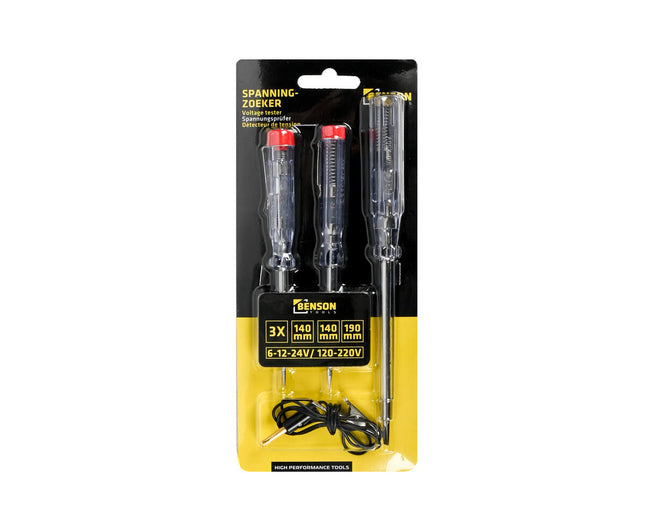 Spanningszoeker Set 3-delig: Meet 6-220V met 10/14/19 cm tools
