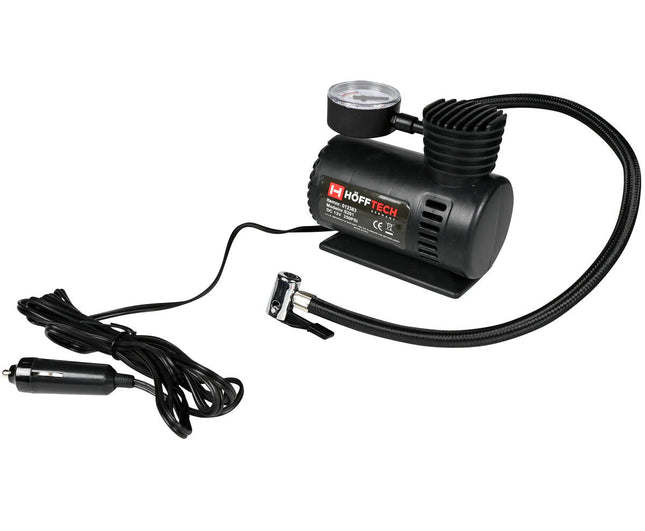 Compressor 12V 280 PSI, ideaal voor autobanden en sportartikelen.