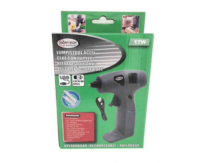 Lijmpistool 17W USB, Ø7-8mm, 15min gebruik, 3.5u opladen