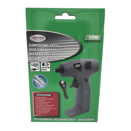 Lijmpistool 17W USB, Ø7-8mm, 15min gebruik, 3.5u opladen