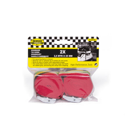 Spanband 2.5m x 25mm 2dlg - Ideaal voor Ladingen met Klemgesp