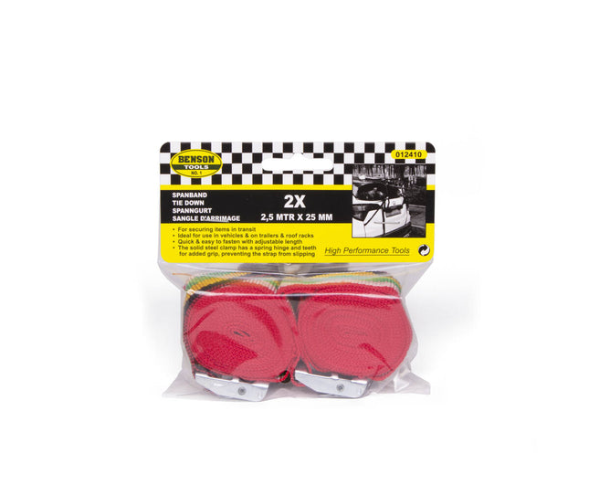 Spanband 2.5m x 25mm 2dlg - Ideaal voor Ladingen met Klemgesp