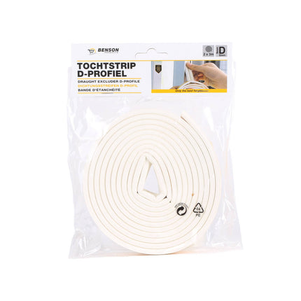Tochtstrip P-profiel Wit, 2x3m, Water- en Windbestendig voor Ramen/Deuren