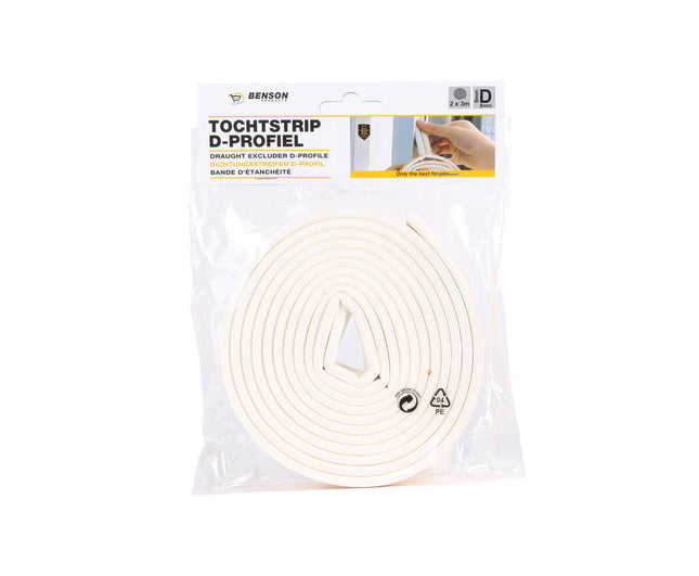 Tochtstrip P-profiel Wit, 2x3m, Water- en Windbestendig voor Ramen/Deuren