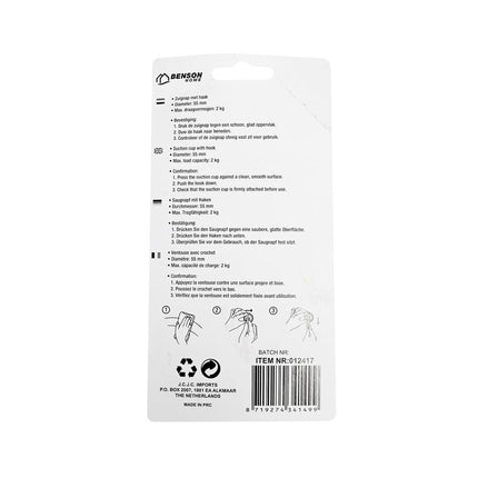 Zuignap Set 2x Ø55mm Kunststof Wit voor Keuken/Badkamer Organisatie