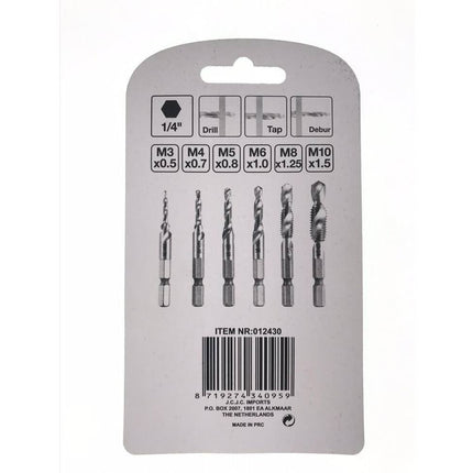 Boor Tap Set 6 dlg - Inclusief Maten M3 t/m M10, Voor Metaalbewerking