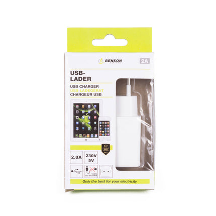 USB-A Lader 2A Wit - Snel Opladen voor Smartphones en Tablets