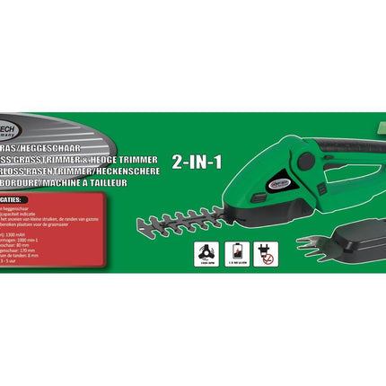 8V 1300mAh Accu Heggenschaar: Trim Gras & Heggen, 2-in-1 Functionaliteit