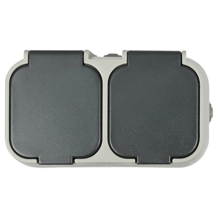 2-voudig IP54 stopcontact voor vochtige ruimtes, 250V AC, 16A max