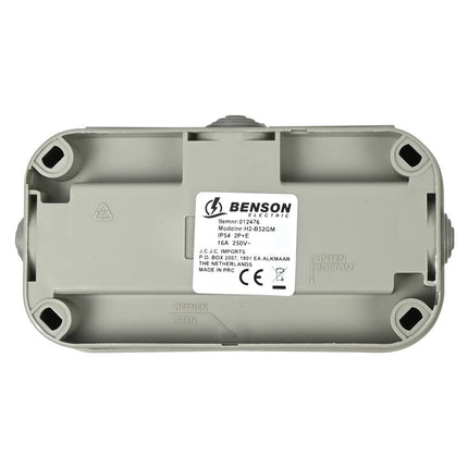 2-voudig IP54 stopcontact voor vochtige ruimtes, 250V AC, 16A max