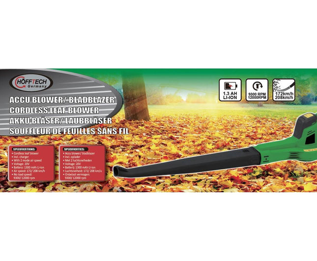 Laubbläser 20V, 1300mAh, 208 km/h, 1,7 kg, ideal für die Gartenpflege