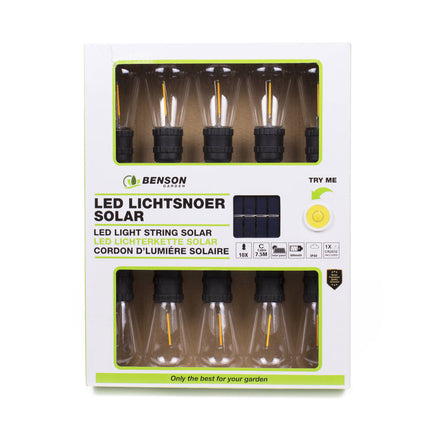 LED Lichtsnoer 10 Lampen 7,5m Solar IP44 - Tuinverlichting