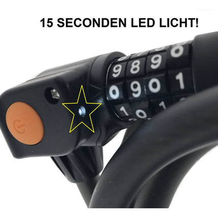 Kabel Cijferslot LED 807, 12x1200mm, mat zwart - Helder zicht in donker